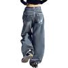 EMMIOL Baggy Jeans for Women, Wide Leg Jeans Plus Size Boyfriends Denim Pants, Y2K Vintage Style(C-blue)