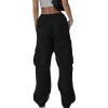 EMMIOL Cargo Pants for Women High Waisted with Pockets Y2K Streetwear Casual Tactical Travel Pants(1-black)