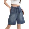 EMMIOL Denim Shorts Embroidered Jorts Baggy Wide Leg Summer Casual Jean Shorts Y2K Hip-Hop 2025 Fashion Streetwear(Blue-1)