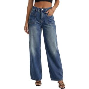 EMMIOL Baggy Jeans for Women, Wide Leg Jeans Plus Size Boyfriends Denim Pants, Y2K Vintage Style(D-blue Dark)