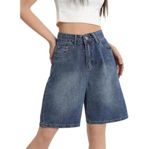EMMIOL Denim Shorts Embroidered Jorts Baggy Wide Leg Summer Casual Jean Shorts Y2K Hip-Hop 2025 Fashion Streetwear(Blue-1)