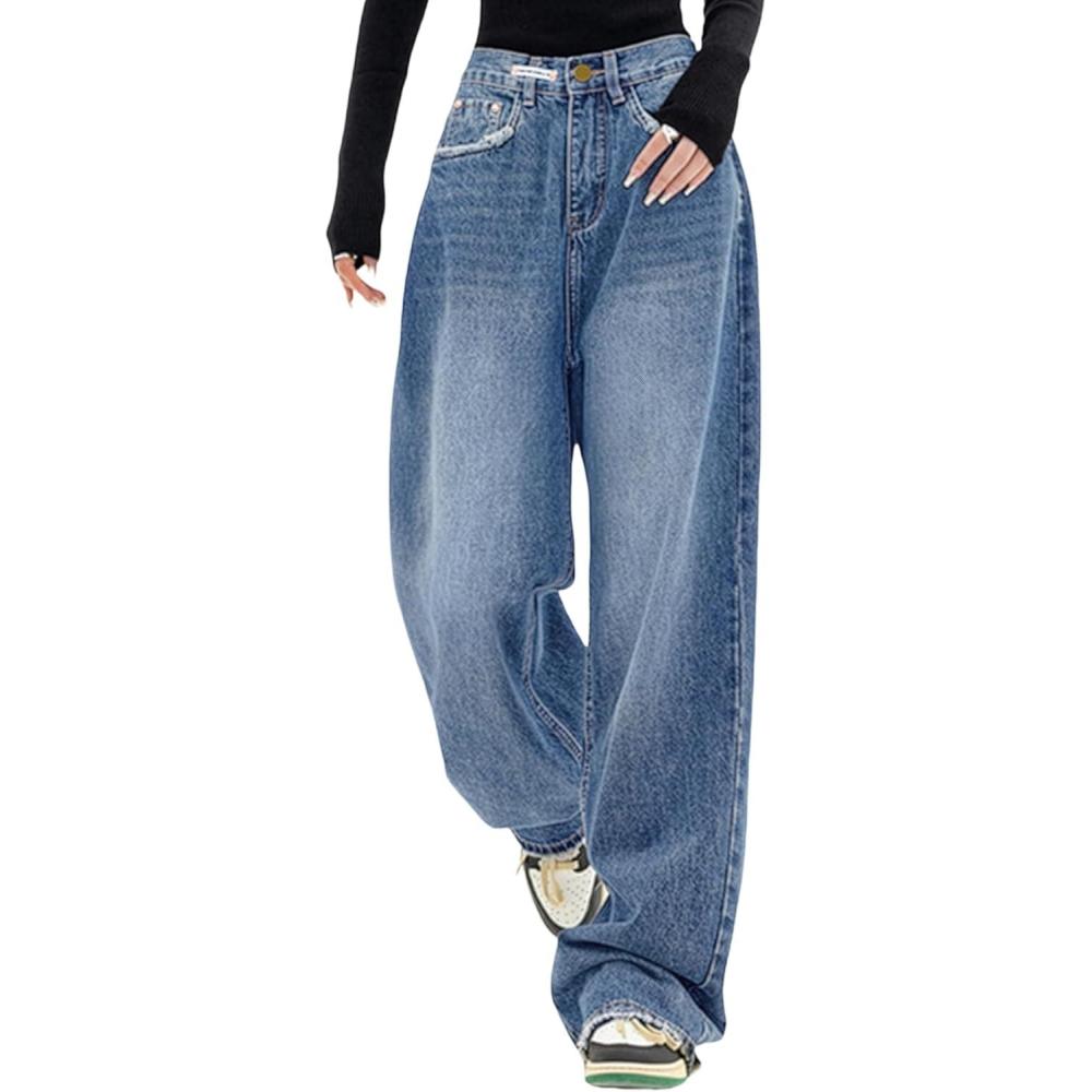imageEMMIOL Jeans for Women Wide Leg Baggy Jeans Y2K Casual Loose Boyfriends Trousers Vintage StreetwearSky Blue