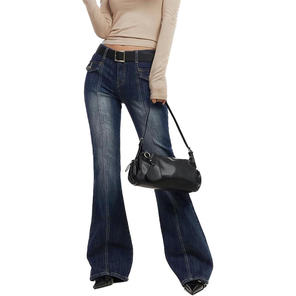 imageEMMIOL MidLow Rise Flare Jeans for Women Y2K Baggy Boot Cut Flared Bootcut Wide Leg Womens Denim Pants Stretch006bluegrey1