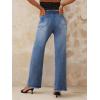 EMMIOL Women’s Wide Leg Jeans Baggy Jeans Mid Rise Straight Leg Stretch Raw Hem Denim Pants Fall Outfits