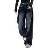 EMMIOL Jeans for Women Wide Leg Baggy Jeans Y2K Casual Loose Boyfriends Trousers Vintage Streetwear(3-blue)