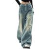EMMIOL Jeans for Women Wide Leg Baggy Jeans Y2K Casual Loose Boyfriends Trousers Vintage Streetwear(6-washed Blue)