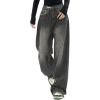 EMMIOL Jeans for Women Wide Leg Baggy Jeans Y2K Casual Loose Boyfriends Trousers Vintage Streetwear(Dark Grey)