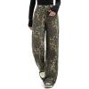 EMMIOL Jeans for Women Wide Leg Baggy Jeans Y2K Casual Loose Boyfriends Trousers Vintage Streetwear(Khaki Leopard Print)