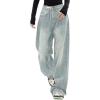 EMMIOL Jeans for Women Wide Leg Baggy Jeans Y2K Casual Loose Boyfriends Trousers Vintage Streetwear(Light Blue)