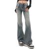 EMMIOL Mid-Low Rise Flare Jeans for Women, Y2K Baggy Boot Cut Flared Bootcut Wide Leg Womens Denim Pants Stretch(007-blue-grey2)