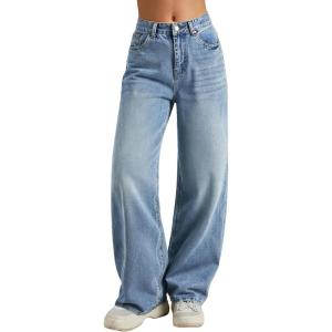Women Baggy Jeans High Waisted Loose Fit Vintage Oversized Wide Leg Long Denim Pants Trousers(Bb002-denim Blue)