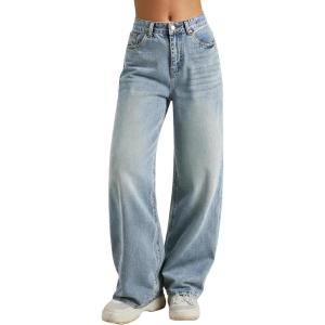 Women Baggy Jeans High Waisted Loose Fit Vintage Oversized Wide Leg Long Denim Pants Trousers(Sky Blue)