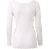 Y2K Mesh Top Women Long Sleeve Shirts Scoop Neck Ruffle Hem Babydoll Blouse(White)
