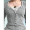 EMMIOL Long Sleeve Henley Shirts for Womens – V Neck Button Ribbed Knit Tops Slim Fit Casual Trendy Lace Tunics Blouse(2-grey)