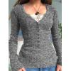 EMMIOL Long Sleeve Henley Shirts for Womens – V Neck Button Ribbed Knit Tops Slim Fit Casual Trendy Lace Tunics Blouse(2-grey Ash)