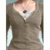 EMMIOL Long Sleeve Henley Shirts for Womens – V Neck Button Ribbed Knit Tops Slim Fit Casual Trendy Lace Tunics Blouse(2-khaki)