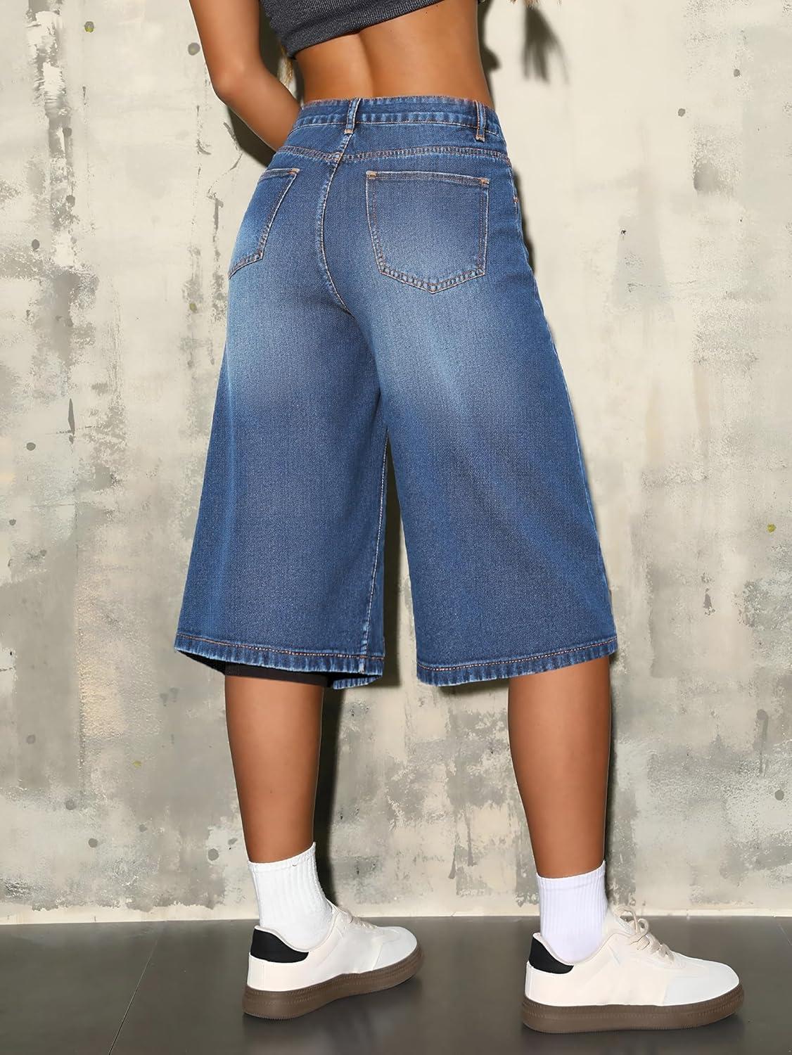 image:imageEMMIOL Jorts for Women Baggy Jean Shorts High Waisted Wide Leg Denim Shorts Y2k Bermudas