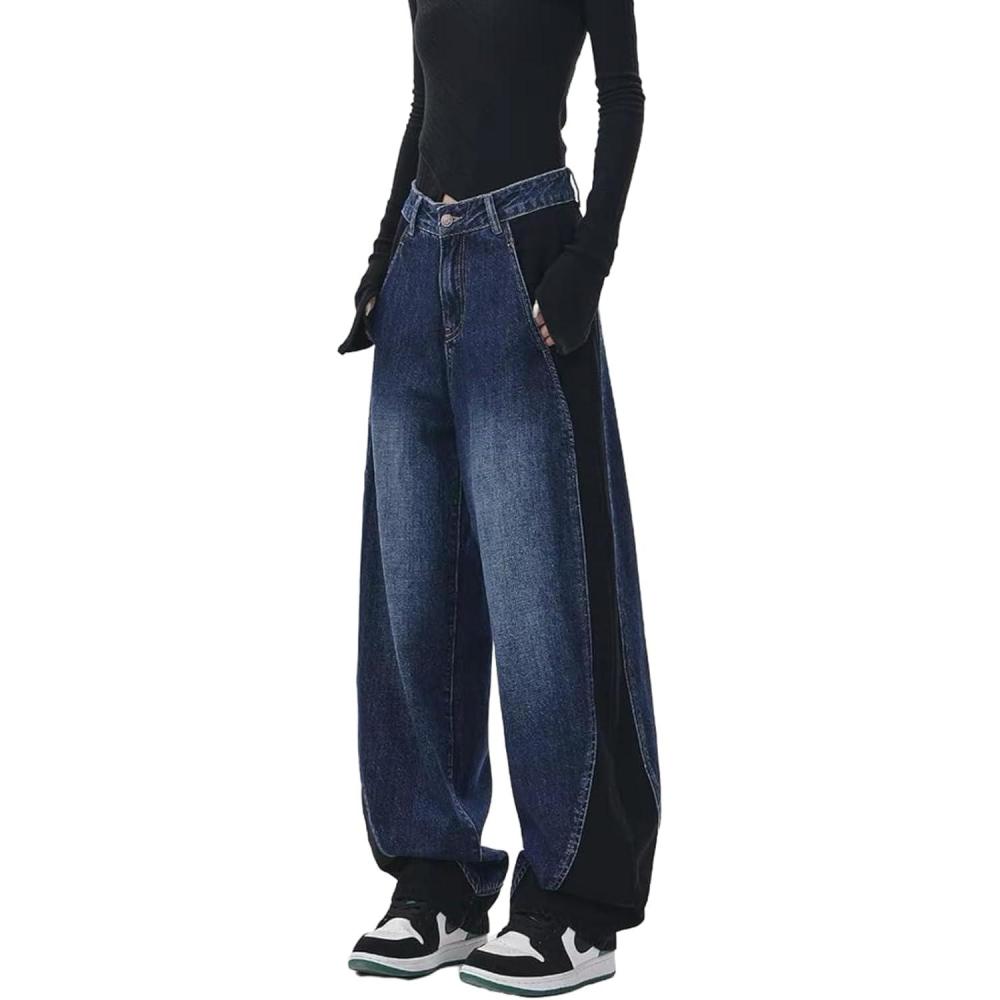 image:imageEMMIOL Wide Leg Sweatpants for Women High Waisted Baggy Joggers Barrel Leg Lounge Pants with PocketsDenim Blue