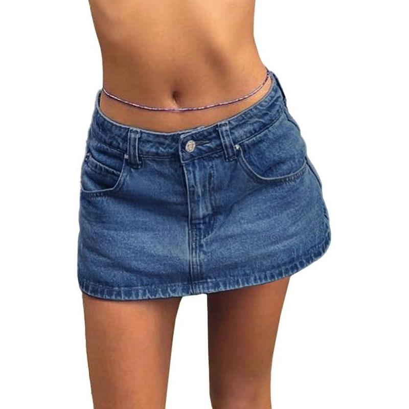 image:imageEMMIOL Women Denim Skort Skirt Stretchy Mid Waist Y2K Sexy Mini Skirts Dressy Casual Jean SkortsDark Blue