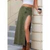 EMMIOL Jean Maxi Skirts for Women Side Slit Sexy Dress 2025 Fall Trendy Sexy Denim Long Skirt(Army Green)