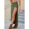EMMIOL Jean Maxi Skirts for Women Side Slit Sexy Dress 2025 Fall Trendy Sexy Denim Long Skirt(Army Green)