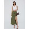 EMMIOL Jean Maxi Skirts for Women Side Slit Sexy Dress 2025 Fall Trendy Sexy Denim Long Skirt(Army Green)