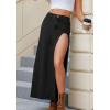 EMMIOL Jean Maxi Skirts for Women Side Slit Sexy Dress 2025 Fall Trendy Sexy Denim Long Skirt(Black)