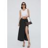 EMMIOL Jean Maxi Skirts for Women Side Slit Sexy Dress 2025 Fall Trendy Sexy Denim Long Skirt(Black)