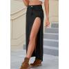 EMMIOL Jean Maxi Skirts for Women Side Slit Sexy Dress 2025 Fall Trendy Sexy Denim Long Skirt(Black)