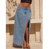 EMMIOL Jean Maxi Skirts for Women Side Slit Sexy Dress 2025 Fall Trendy Sexy Denim Long Skirt(Blue)
