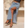 EMMIOL Jean Maxi Skirts for Women Side Slit Sexy Dress 2025 Fall Trendy Sexy Denim Long Skirt(Blue)