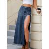 EMMIOL Jean Maxi Skirts for Women Side Slit Sexy Dress 2025 Fall Trendy Sexy Denim Long Skirt(Dark Blue)