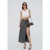 EMMIOL Jean Maxi Skirts for Women Side Slit Sexy Dress 2025 Fall Trendy Sexy Denim Long Skirt(Grey)