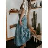 EMMIOL Long Denim Skirt for Women – Mid High Waisted A-Line Jean Maxi Skirts Dark Wash Tiered Swing Jean Skirt with Pockets(Blue)