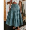 EMMIOL Long Denim Skirt for Women – Mid High Waisted A-Line Jean Maxi Skirts Dark Wash Tiered Swing Jean Skirt with Pockets(Blue)