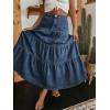 EMMIOL Long Denim Skirt for Women – Mid High Waisted A-Line Jean Maxi Skirts Dark Wash Tiered Swing Jean Skirt with Pockets(Dark Blue)