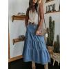 EMMIOL Long Denim Skirt for Women – Mid High Waisted A-Line Jean Maxi Skirts Dark Wash Tiered Swing Jean Skirt with Pockets(Medium Blue)