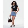 EMMIOL Women Denim Skort Skirt Stretchy Mid Waist Y2K Sexy Mini Skirts Dressy Casual Jean Skorts(Blue)