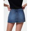 EMMIOL Women Denim Skort Skirt Stretchy Mid Waist Y2K Sexy Mini Skirts Dressy Casual Jean Skorts(Dark Blue)