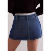 EMMIOL Women Denim Skort Skirt Stretchy Mid Waist Y2K Sexy Mini Skirts Dressy Casual Jean Skorts(Deep Blue)