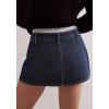 EMMIOL Women Denim Skort Skirt Stretchy Mid Waist Y2K Sexy Mini Skirts Dressy Casual Jean Skorts(Navy Blue)