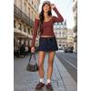 EMMIOL Women Denim Skort Skirt Stretchy Mid Waist Y2K Sexy Mini Skirts Dressy Casual Jean Skorts(Navy Blue)