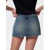 EMMIOL Women Denim Skort Skirt Stretchy Mid Waist Y2K Sexy Mini Skirts Dressy Casual Jean Skorts(Retro Blue)
