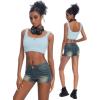 EMMIOL Women Sexy Jean Shorts Low Waisted Stretchy Y2K Denim Shorts Summer Trendy Jorts(Vintage Blue-041)