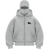 EMMIOL Balaclava Full Zip Hoodie With Built-In Wind Proof Mask Long Sleeve Pullover Sweatshirt With Pocket(A-light Grey)