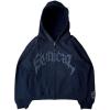EMMIOL Balaclava Full Zip Hoodie With Built-In Wind Proof Mask Long Sleeve Pullover Sweatshirt With Pocket(B-dark Blue)
