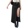 EMMIOL Jean Maxi Skirts for Women Side Slit Sexy Dress 2025 Fall Trendy Sexy Denim Long Skirt(Black)