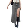 EMMIOL Jean Maxi Skirts for Women Side Slit Sexy Dress 2025 Fall Trendy Sexy Denim Long Skirt(Grey)