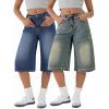 EMMIOL Jorts for Women Baggy Jean Shorts High Waisted Wide Leg Denim Shorts Y2k Bermudas