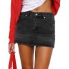 EMMIOL Women Denim Skort Skirt Stretchy Mid Waist Y2K Sexy Mini Skirts Dressy Casual Jean Skorts(Black)